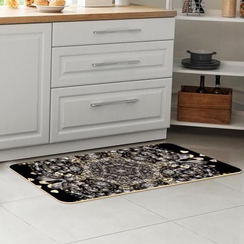 Tapis de cuisine dorés au motif floral baroque pour sublimer votre couloir - 7
