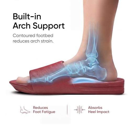 Image of Frido Arch Comfort Slides for Women & Men, Built-In Arch Support, Cushioned EVA Footbed, Non-Slip Sole, Indoor & Outdoor Slippers for Home, Beach, Pool, Travel & Daily Wear