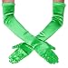 DreamHigh Women's Party Wedding 21" Long Satin Finger Gloves Green