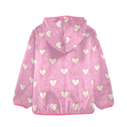 Heart Toddler Fleece Jacket Baby Girls Hooded Zipper Long Sleeve Thick Warm Outerwear 3-10 Years2