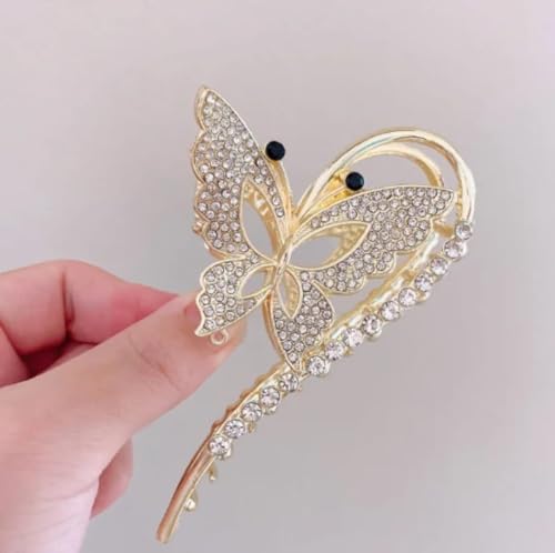 Image of Modern Hair Clutcher For Women | Stylish Hair Claws For Girls | Premium & Fashionable Girls Hairs Accessories | Suitable In Various Occasions (Luxury Rhimestone Butterfly)