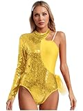 Maillot de danza de diseño asimétrico Hombro con manga larga en un lado y tirante ajustable en el otro