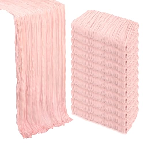 12 Pack Blush Pink Table Runner Cheesecloth 10Ft...