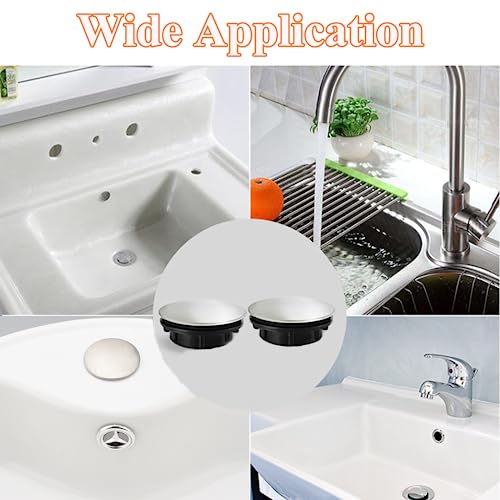 2 Stück 35 mm Küchenarmatur-Lochabdeckung aus Edelstahl für Spülbecken, Lochplatte, Stopfen, Abdeckung, Metallstopfen für Durchmesser 2,4 cm bis 3 cm (35 mm kurz)