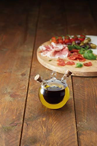 Aceitera vinagrera de cristal redonda Kitchencraft World of Flavours 2 en 1 transparente 3