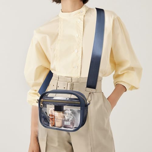 Image of Fibrdoo Clear Bag Stadium Approved, Leather Clear Crossbody Purse Bag for Concerts Sports Events Festivals