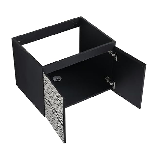 Modern Bathroom Cabinet Door Panel ¨C Durable MDF/Glass Design, Easy Installation, Adjustable Hinges, Elegant Finish for Vanity & Storage Cabinets (Black White) (1 Panels + 1 Doors)