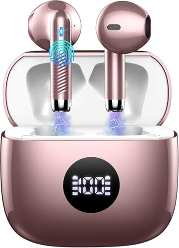 Image of Wireless Earbuds, 2026 Bluetooth Headphones 5.4 HiFi Stereo, in-Ear Ear buds with 4 ENC Noise Cancelling Mics, 40H Playtime Sport Ear Buds with Charging Case, IP7 Waterproof Earphones with LED Display