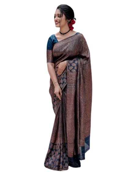 Image of Flosive Women's Kanjivaram Silk Saree With Blouse Piece