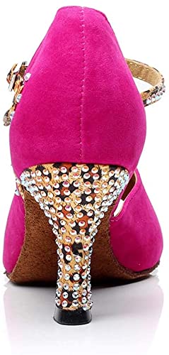 Heeled Sandals For Women Women's Mid Low Heel Salsa Tango Ballroom Latin Party Dance Shoes Ballroom Dance Shoes Women Dancing Shoes (Color : Pink, Size : Us7.5/Eu38/Uk5.5) #TOP1