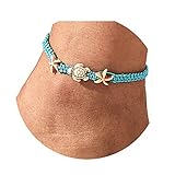 Yokawe Boho Anklets Bracelets Blue Turtle Starfish Anklet String Bracelet Summer Beach Waterproof Ba