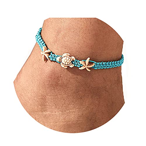 Yokawe Boho Anklets Bracelets Blue Turtle Starfish Anklet String Bracelet Summer Beach Waterproof Barefoot Sandals Foot Jewelry For Women And Teen Girls #TOP10