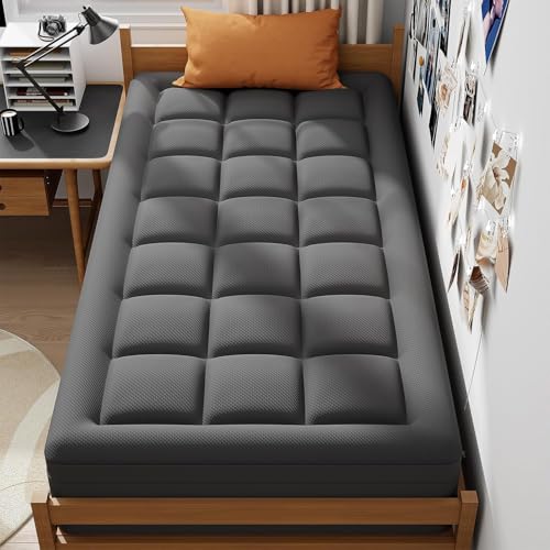 Image of ELEMUSE Dual Layer 3 Inch Memory Foam Mattress Topper Twin, 2 Inch Cooling Gel Memory Foam Plus 1 Inch Down Alternative Pillowtop Mattress Pad with Cooling Cover, Soft Comfort Support, Grey