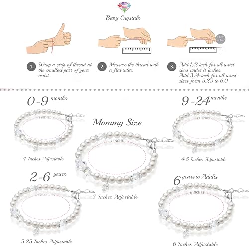 925 Sterling Silver Initial Bracelet, White Pearl Charm Bracelet, A-Z Letter Charms, Personalized Baby Jewelry, Baptism Gifts for Girl or Boy, Birthday Gifts, Crystal Bracelets for Girls3