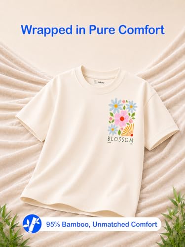 Image of Kidbea Bamboo Kids T-Shirt Ultra-Soft Premium Half Sleeve Graphic Tee for Girls, Casual Summer Wear for Toddlers & Kids