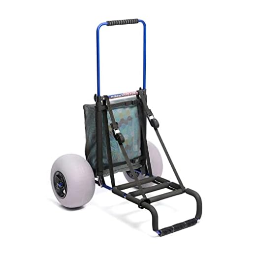 Mybeachcart Foldable Beach Cart Trolley Big Wheels Balloon Tires for Sand Heavy Duty