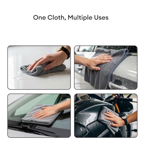 Image of Premium Microfiber Cleaning Cloths Pack of 9 (40 x 40 cm, 340 GSM) | Lint-Free, Scratch-Free, Highly Absorbent | Reusable Multipurpose Cloth for Car, Bike, Home & Kitchen Cleaning