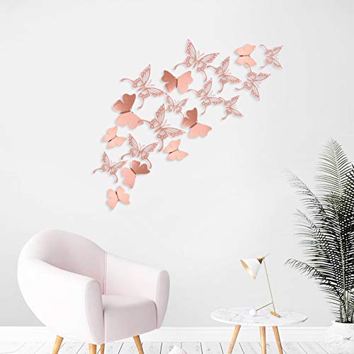 Vinilos decorativos mariposas 3D oro rosa 48 piezas miniatura 4