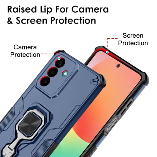 Image of TheGiftKart Tough Armor Bumper Back Case Cover for Samsung Galaxy M47 5G | Ring Holder & Kickstand in-Built | 360 Degree Protection Back Case Cover for Samsung Galaxy M47 5G (PC & TPU, Blue)