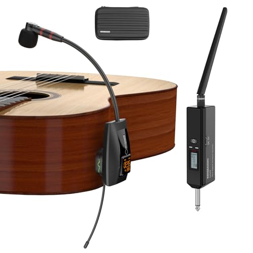 KENBAIDIO UHF Wireless Instrument Microphone for Guitar Accordion Banjo Violin Cello with Detachable Magnetic Clip, Pickup Mics System with Transmitter Receiver for Musicians,Performances,196ft Range