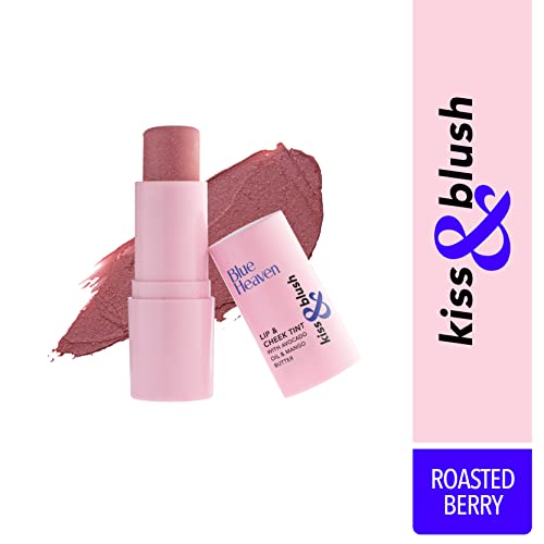 Image of Blue Heaven Kiss and Blush Lip, Cheek and Eye Tint with Avocado Oil and Mango Butter | 3 in 1 Lip and Cheek Tint Stick | Rich Smooth Formula | Easily Blendable Makeup Tint | Roasted Berry | 8.5gm