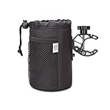 KEMIMOTO バイクドリンクホルダー 自転車 ドリンクホルダー バイク ペットボトルホルダー 自転車 ボトルホルダー クランプ式 高めサイズ メッシュポケット付き 自由調節可能 オートバイ