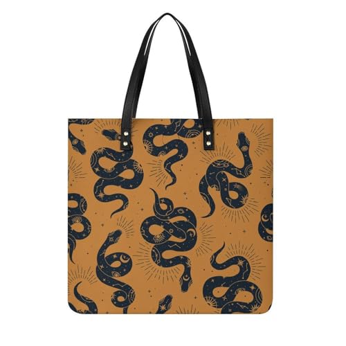 Sac à main shopper serpent noir grand format pour femme voyageant avec style 39x39cm