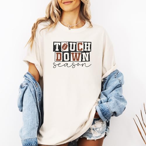 Touchdown Season Shirt for Women and Teens Cute Girly Checkered Fall Football Oversized Tee4