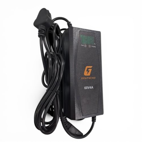 Image of Electric Scooter Charger 60V 4 AMP | GRAPHENO | for Lead Acid and Graphene 5 Battery Scooter | Longest 4 Meter Wire | Percentage Screen | Auto Cutoff Protection | Fast Charging.