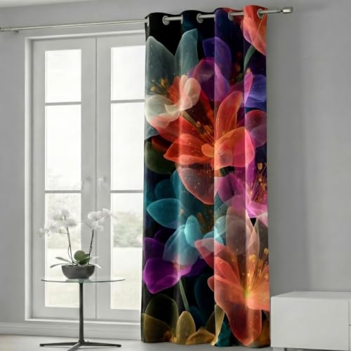 Image of Home Sizzler 7D Glowing Multicolor Floral Eyelet Polyester Room Darkening Door Curtains - 7 Feet (Pack of 1)