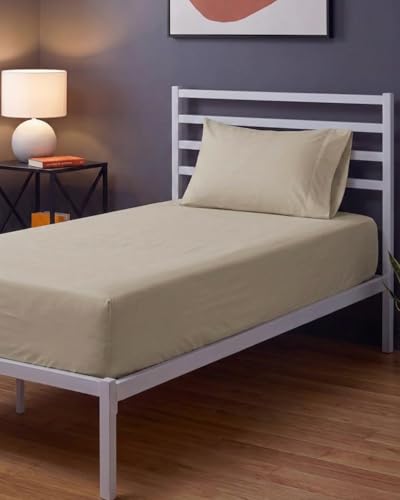 Image of Sleepy Town Twin XL Size Bed Sheets - 2 Piece - NO Flat Sheet Included - Twin XL Sheet Set - Soft, Comfy & Cooling - Easy Care - Wrinkle & Fade Free - Brushed Microfiber - Deep Pocket Sheets (Wheat)