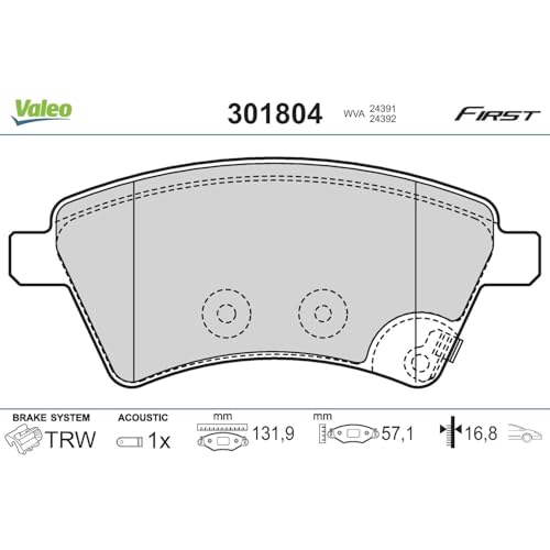Valeo - Imbottiture Per Freni First - 301804 - Set Di 4 Imbottiture - Asse Anteriore - Completamente Dotato Di Accessori Montati. - 2