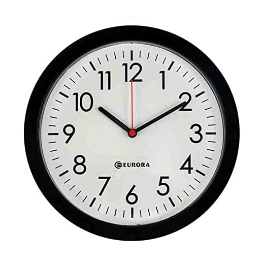 Relógio De Parede Eurora Cozinha Sala Preto 28cm 6575