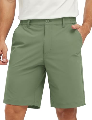 Image of TBMPOY Men's Golf Shorts Lightweight 5 Pockets Casual Dress Stretch Elastic Waist Quick Dry Flat Front Travel Shorts