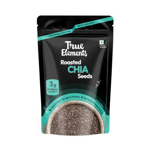 True Elements Roasted Chia Seeds 125g – Superfood for Weight Loss & Digestion | High in Fiber, Omega-3 & Antioxidants