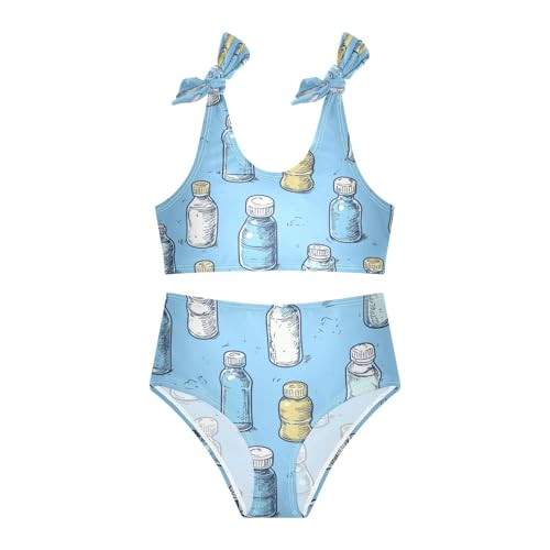 Blue Bottles Doodle Trtro Girls Tankini Swimsuit Kids Bikini Sets 2 Pcs Bathing Suit 3T3