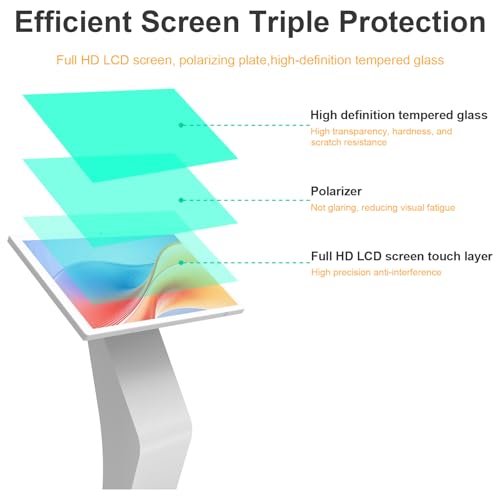 Image of 27 Inch Touch Screen Kiosk, 10pt PCAP Capactive Touch Screen Digital Signage, Windows OS K-Style Indoor Digital Signage, Interactive LCD Display Signage, U-Disk Publish Content, Split Screen