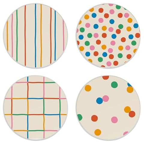 Set of 4 Absorbent Ceramic Coasters Cover