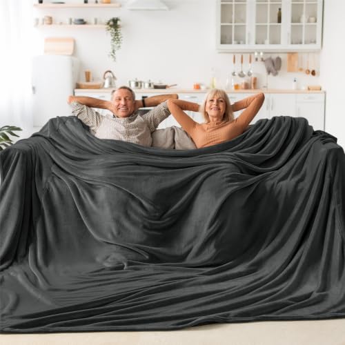 Image of BEDELITE Big Fleece Blanket 120 inch x 120 inch (10' x 10'), Super Soft Fluffy Fuzzy Oversized King Blanket for Bed, Couch, Sofa, Camping, Extra Large Fits Whole Family, Charcoal Grey