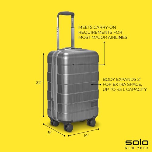 Solo New York 22" Carry On Spinner - Luggage for Travel, Suitcases with Wheels, Hardside Rolling Bag for Men & Women, TSA Ready Carry-On, Lightweight, Expandable Body - Re:Serve, Gray3