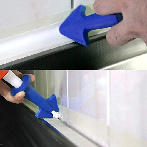 3 Pcs Caulk Nozzle Applicator, Silicone Caulking Tools Sealant Nozzle,Caulking Epoxy Piston Nozzle Accessories, Silicone Sealant Finishing Tool Grout Scraper for Tile or Brick Joints (Blue) - Thumbnail 4