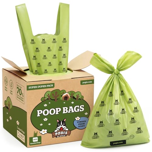 Pogi sacchetti igienici con manici per cani, profumati e extra resistenti, 900 pezzi