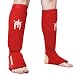 Meister MMA Elastic Cloth Shin & Instep Padded Guards (Pair) - Red - Large/X-Large