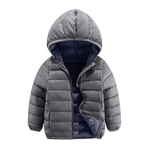 Girls Puffer Jackets Winter Warm Water-Resistant Down Coats Boys Kids Long Sleeve Solid Zip Up Padded Hooded Outwear