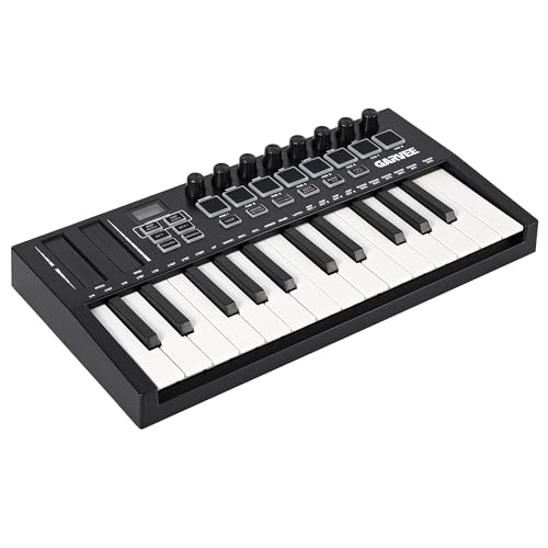 25-Key Portable MIDI Keyboard Controller USB, Compact Travel Keyboard for Beginners, Home Studio Recording, Beat Making and Music Production