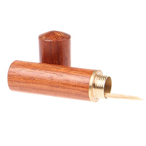 ROOS Portable Handmade Red Wood Toothpick Bucket Toothpick Holder (Red) by ROOS
