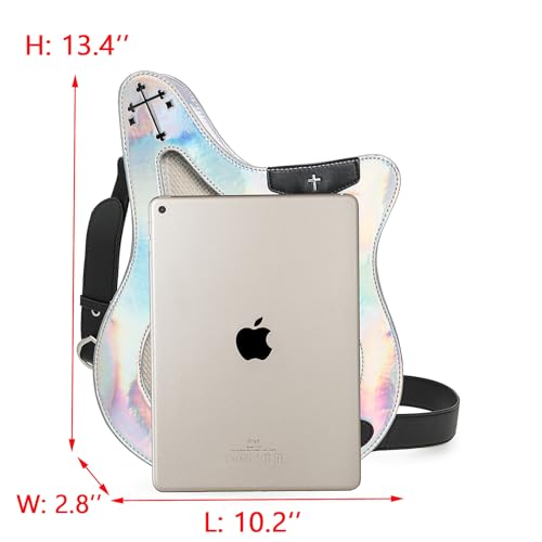 Rock Metal Guitar Ita Bag Crossbody Shoulder Bags Kawaii Cute Clear Window Pin Insert with a Removeable Strap