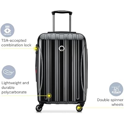 DELSEY PARIS Helium Aero Hardside Expandable Luggage with Spinner Wheels, Black, 2-Piece Set (21/24)