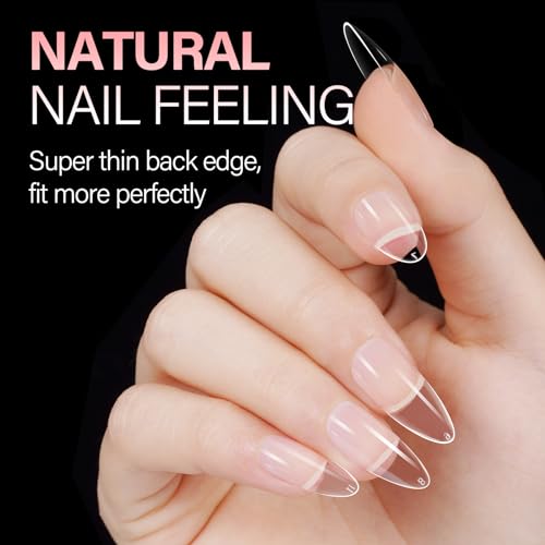AILLSA Medium Almond Nail Tips Soft Gel Clear Nail Tips Preshaped Full Cover Nail Tips False Gelly Nail Tips for Nails Extension with Storage Box 216pcs 12 Sizes - Image 4
