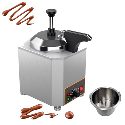 INTSUPERMAI 110V Electric Sauce Warmer Heater Single Pot Nacho Cheese Warmer with Heated Pump Electric Hot Fudge Dispenser with Pump for Fudge Cheese Caramel